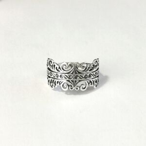 Sterling silver filigree band sz 8 Renaissance revival 🆕